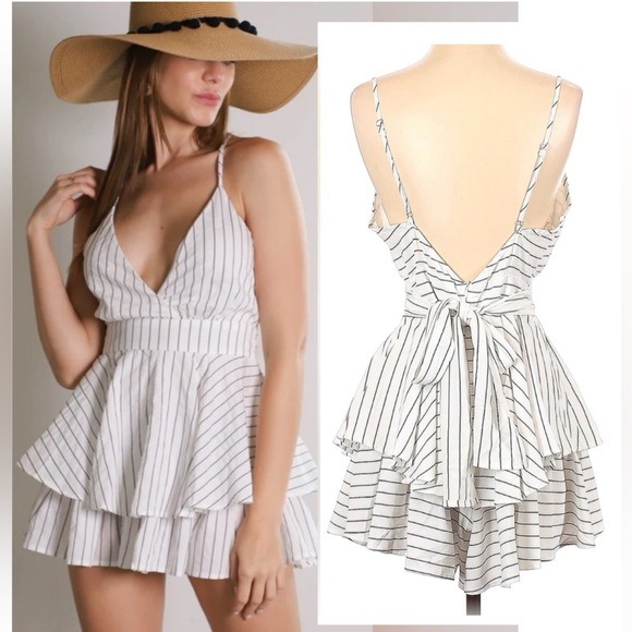 *NWT!* Revamped S white with black stripes mini dress - Picture 1 of 16